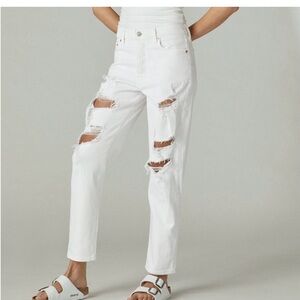 Lucky Brand White High Rise Distressed Jeans